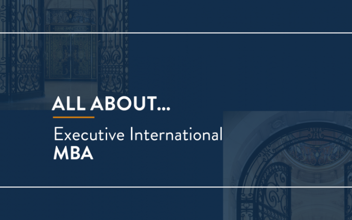Executive International MBA marked on a blue background 