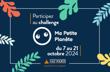 Visuel Challenge Ma Peite Planète avec les dates et des feuilles colorées autour