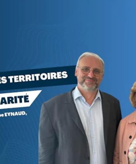 Didier CHABAUD, Nathalie RAULET-CROSET et Philippe EYNAUD sur fond bleu avec le titre de la thématique abordée