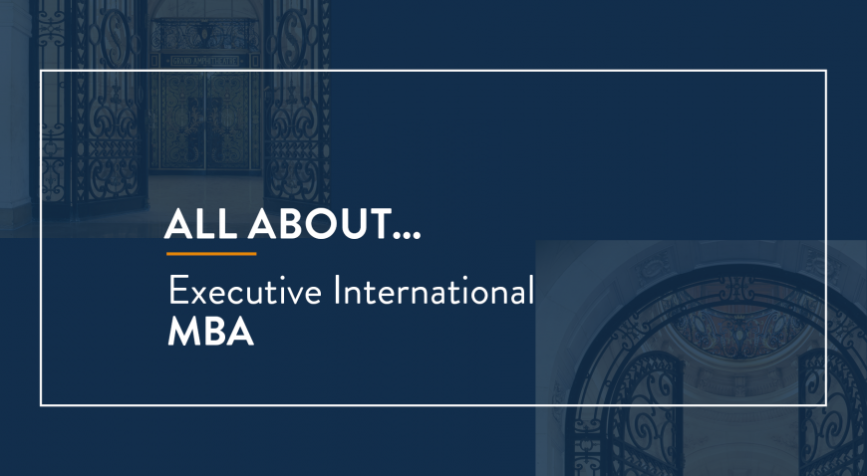 Executive International MBA marked on a blue background 