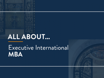 Executive International MBA marked on a blue background 