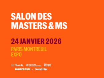 Toutes les infos relatives au salon écrites sur un fond orange flashy