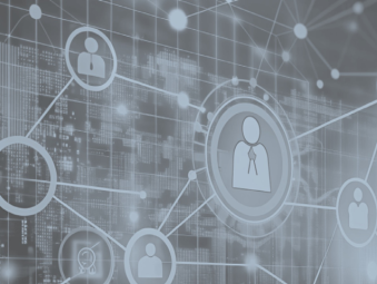 On voit apparaître une carte du monde avec des connexions entre des pictogrammes sur un fond grisé