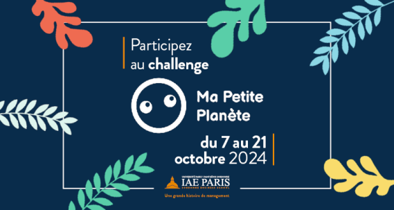 Visuel Challenge Ma Peite Planète avec les dates et des feuilles colorées autour