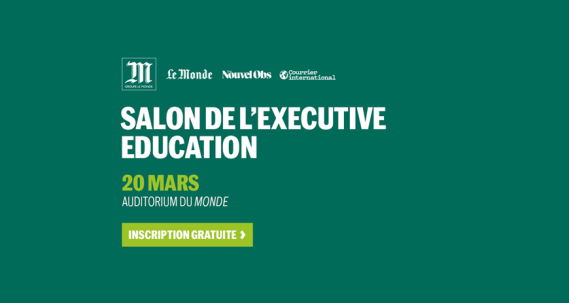 Salon Executive Education avec fond vert foncé 