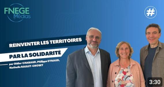 Didier CHABAUD, Nathalie RAULET-CROSET et Philippe EYNAUD sur fond bleu avec le titre de la thématique abordée